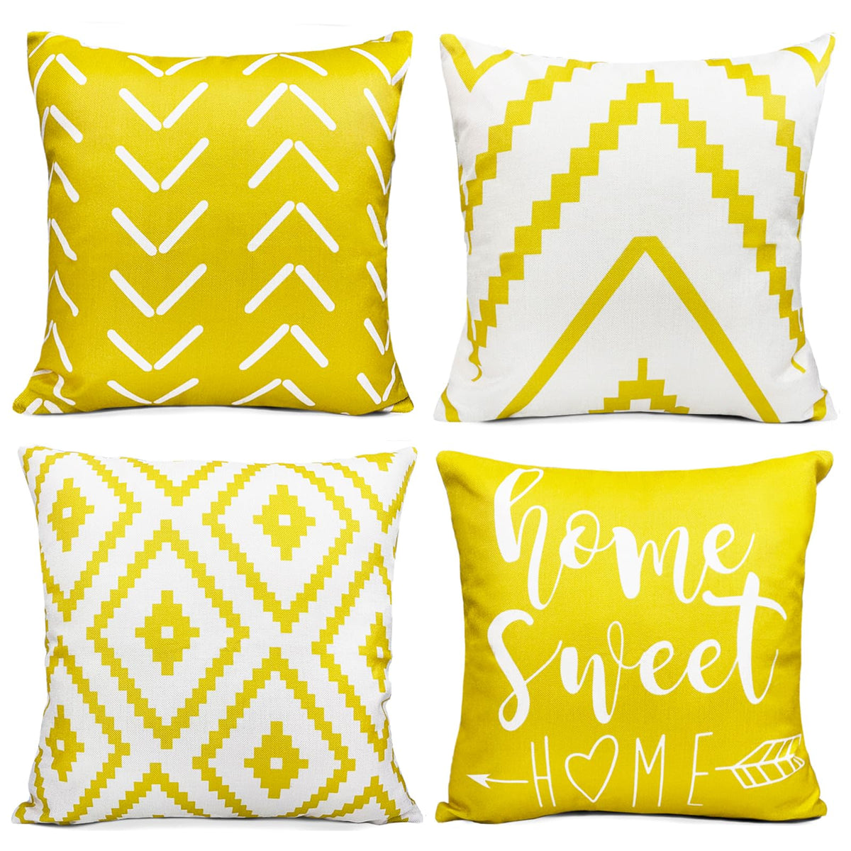 Decorative Boho Farmhouse Throw Pillow Covers 18x18 inch Set of 4