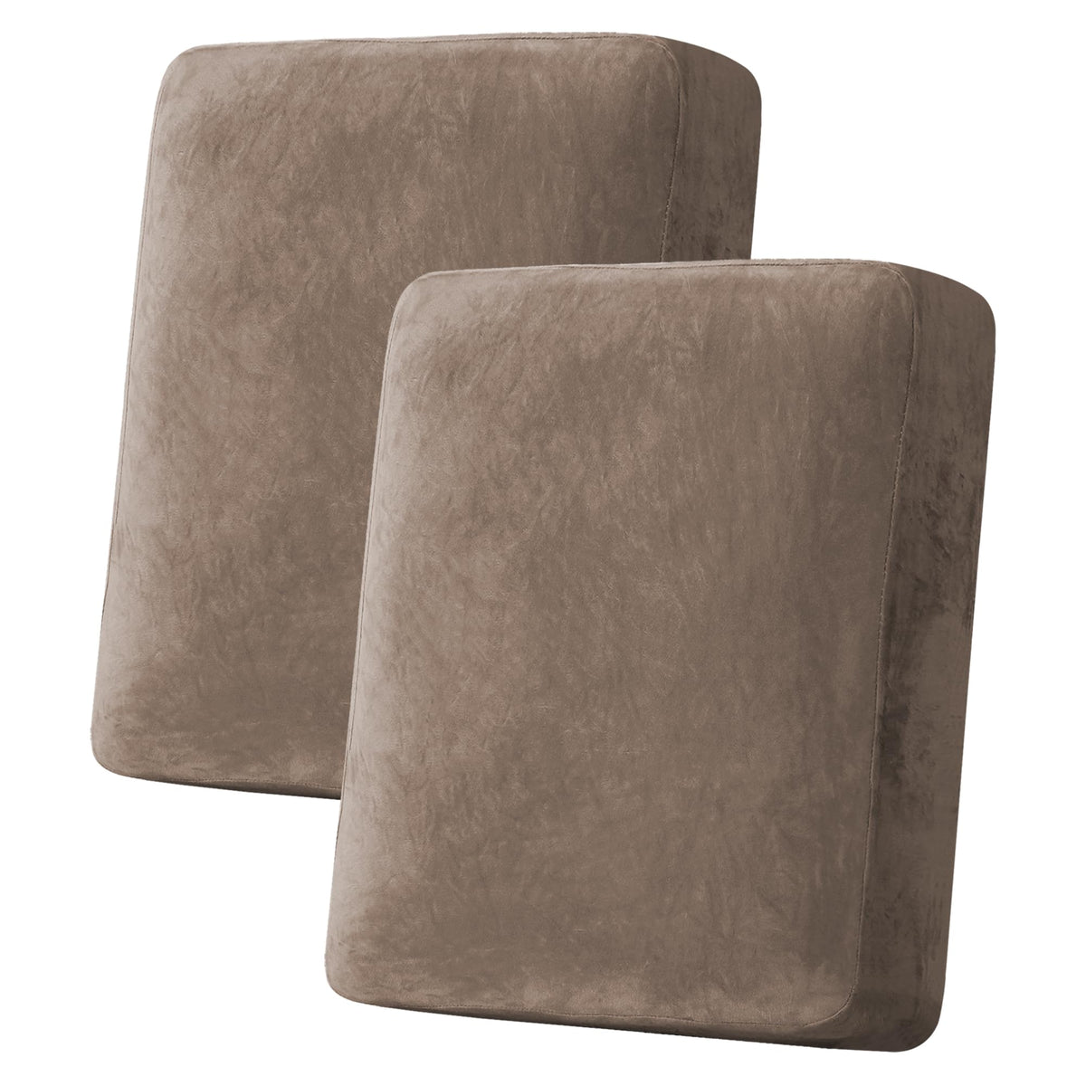 H.VERSAILTEX Velvet Stretch Couch Cushion Cover Plush Cushion Slipcover for Chair Loveseat Sofa Cushion Furniture Protector Seat Cushion Sofa Cover (2 Piece Large Sofa Cushion Covers, Ivory)