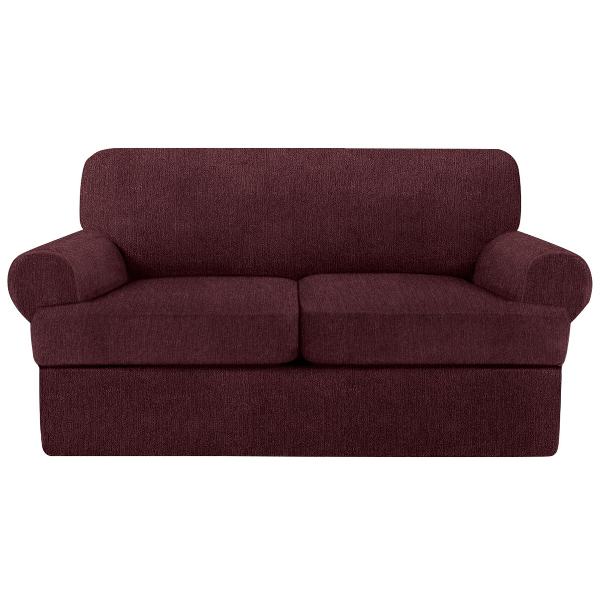 4 Piece T Cushion Sofa Slipcovers Stretch Couch Cover Furniture Covers with 3 Individual T Cushion Covers, Machine Washable for Living Room (Green, 3 Cushions)