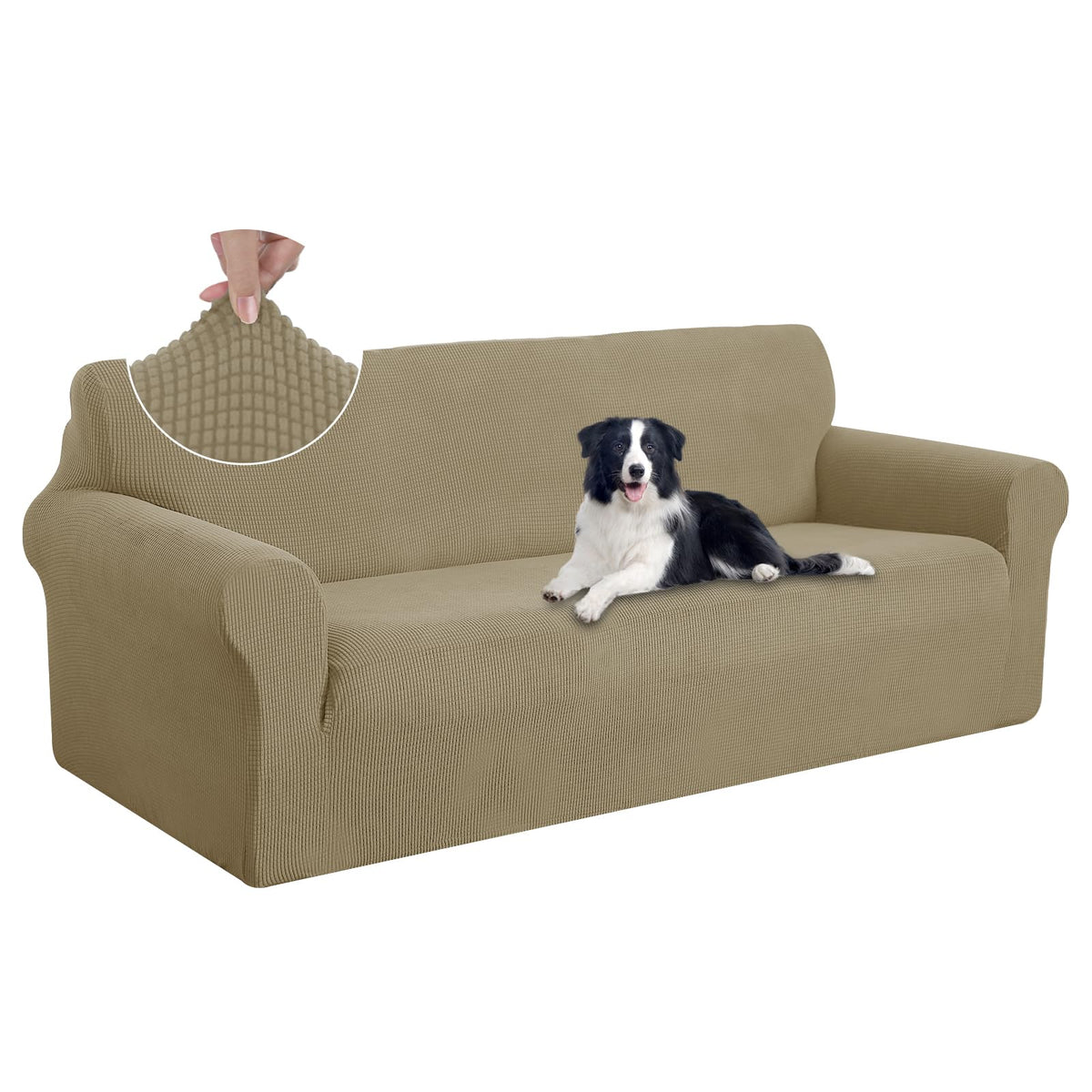 U-NICE HOME Stretch Couch Cover Slipcover for 3 Cushion Sofa, Chocolate