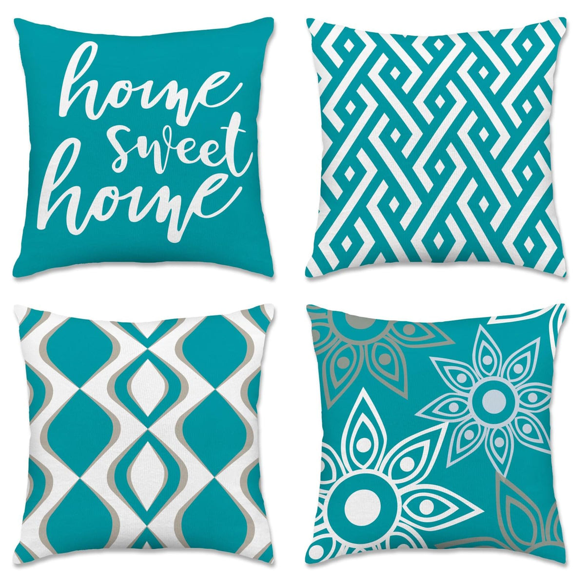 Hexagram Throw Pillow Covers 18x18, Gray Outdoor Pillow Covers Set of 4