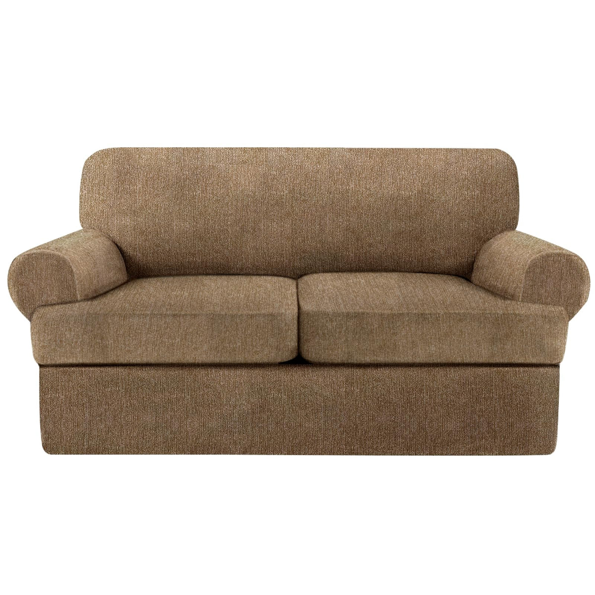 4 Piece T Cushion Sofa Slipcovers Stretch Couch Cover Furniture Covers with 3 Individual T Cushion Covers, Machine Washable for Living Room (Green, 3 Cushions)