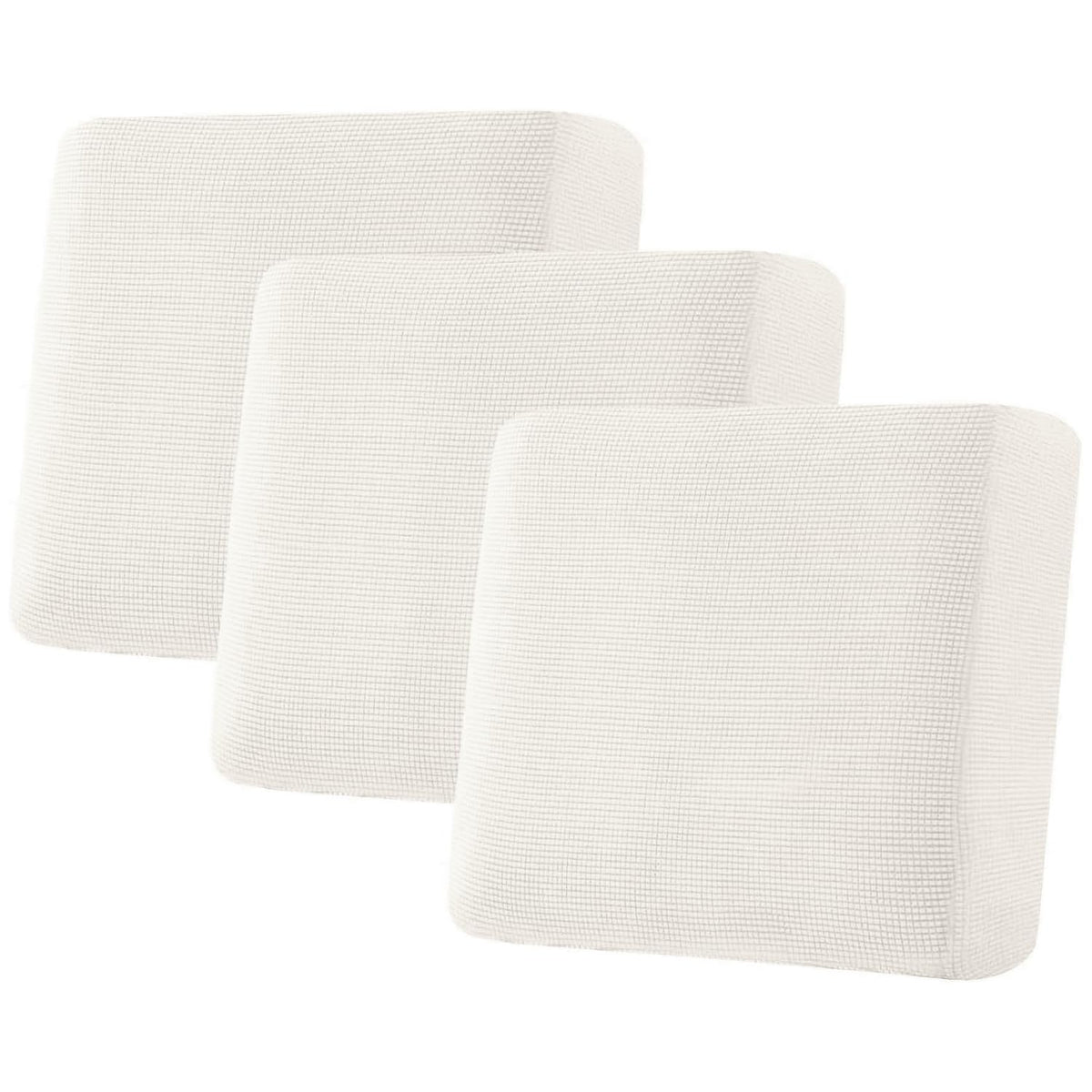 H.VERSAILTEX Super Stretch Individual Seat Cushion/Couch Slipcover Sets Thick Jacquard Textured Twill Fabric (3 Piece Sofa Covers, Sand)