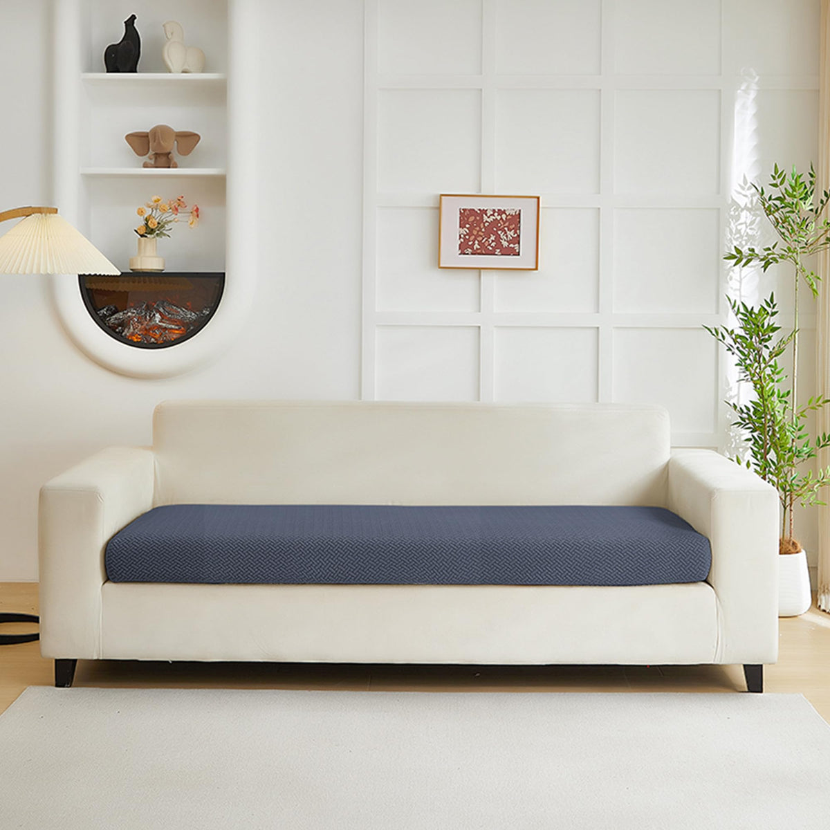Yoovat Couch Cushion Covers for Sofa Couch Covers Wear-Resistant Universal Sofa Cover Washable Stretch for Sectional Slipcovers (Texture-Light Gray,Large Single Seat Cover)