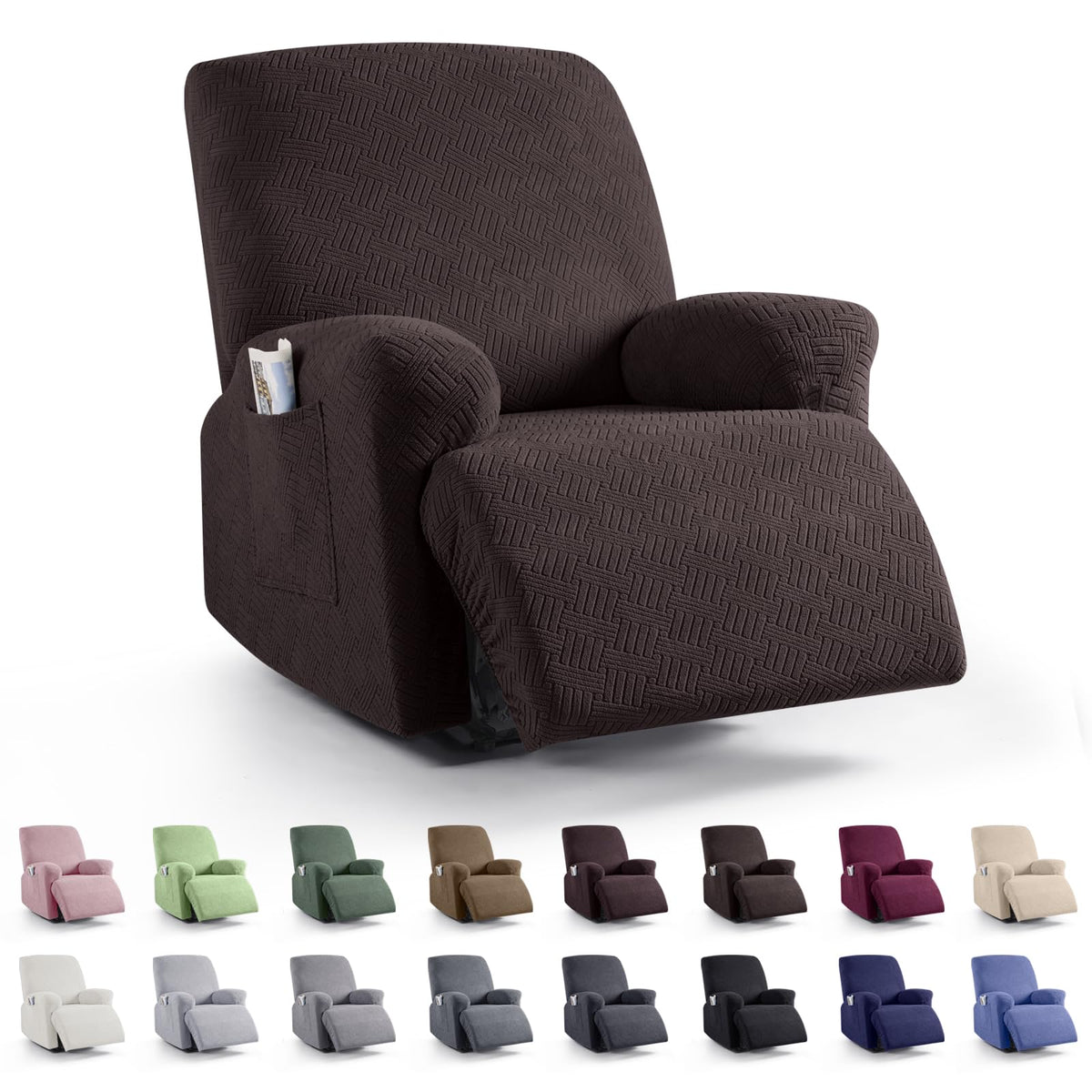 KinCam Recliner Sofa Covers, Stretch Reclining Cover, Dark Gray