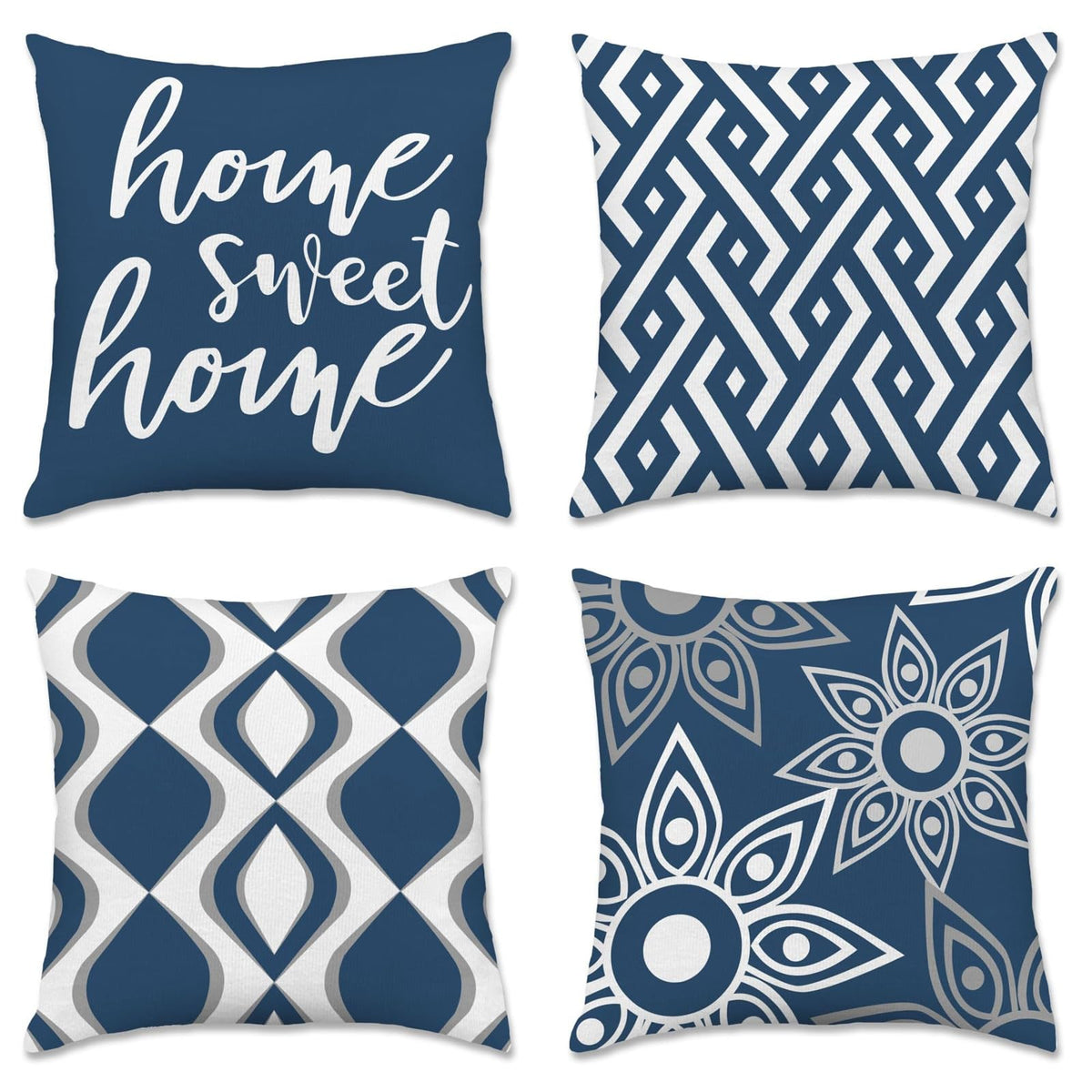 Hexagram Throw Pillow Covers 18x18, Gray Outdoor Pillow Covers Set of 4