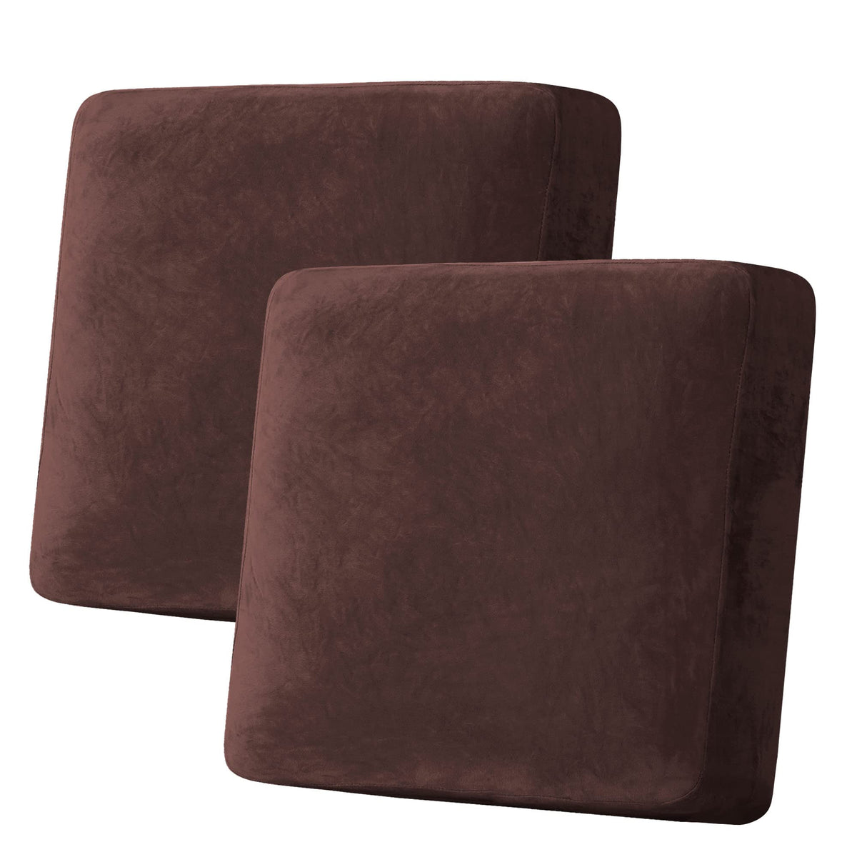 H.VERSAILTEX Velvet Stretch Couch Cushion Cover Plush Cushion Slipcover for Chair Loveseat Sofa Cushion Furniture Protector Seat Cushion Sofa Cover (2 Piece Large Sofa Cushion Covers, Ivory)