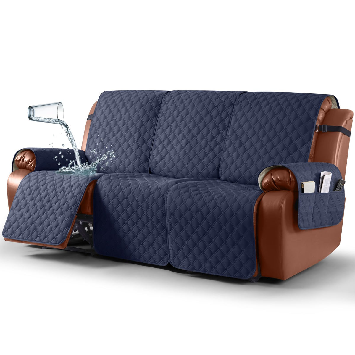 Ruaozz Waterproof Recliner Couch Covers, Non-Slip Sofa SlipCover, 3 Seater