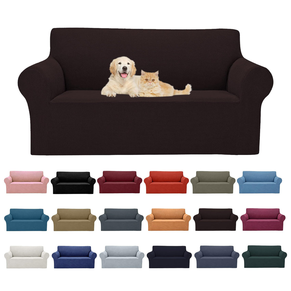 Cupuamon 2026 New Stretch Sofa Slipcovers Couch Cover for 3 Cushion Furniture Protector Sofa Covers with Elastic Bottom Jacquard Fabric Small Checks for Pets, Kids -Sofa, Black