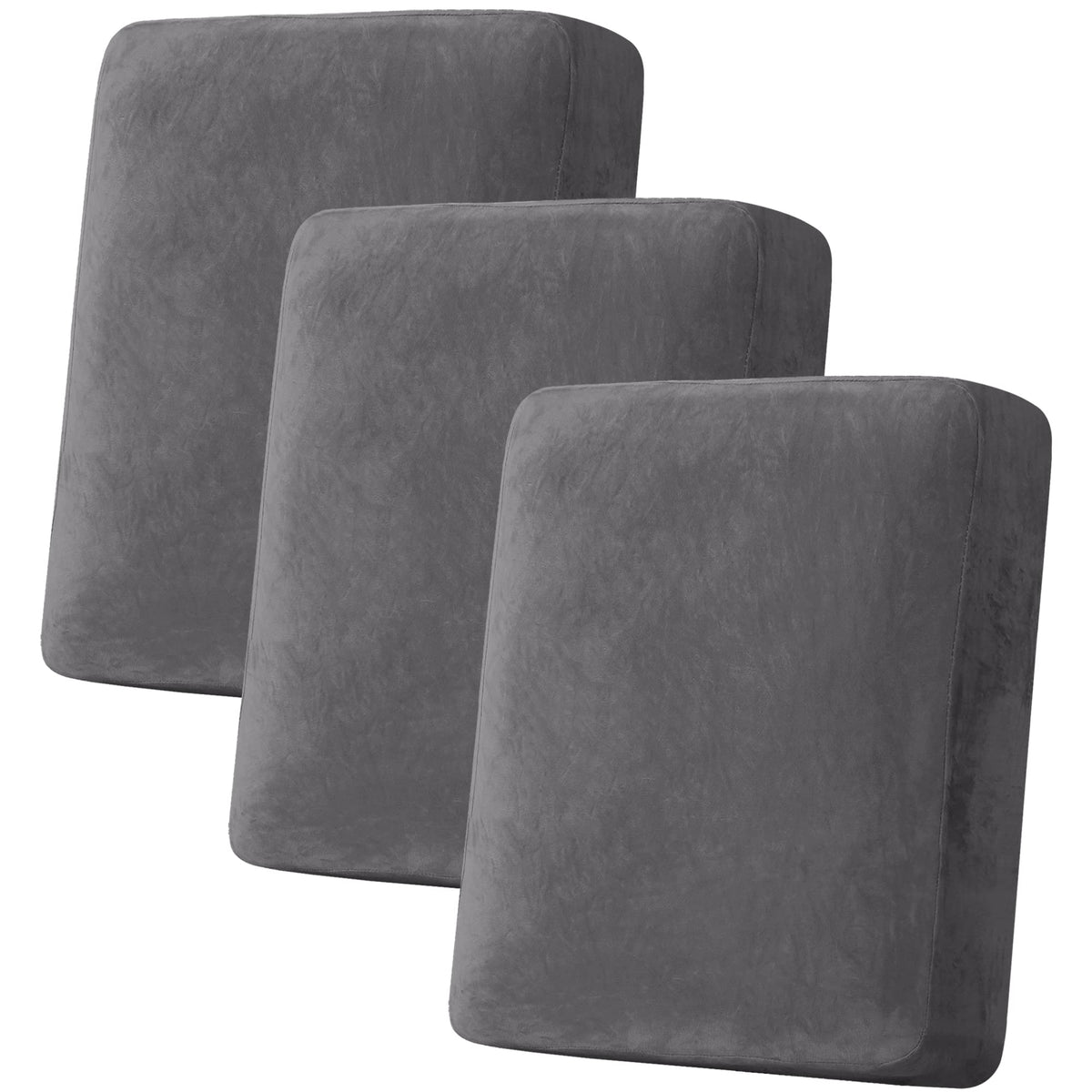 H.VERSAILTEX Velvet Stretch Couch Cushion Cover Plush Cushion Slipcover for Chair Loveseat Sofa Cushion Furniture Protector Seat Cushion Sofa Cover (2 Piece Large Sofa Cushion Covers, Ivory)