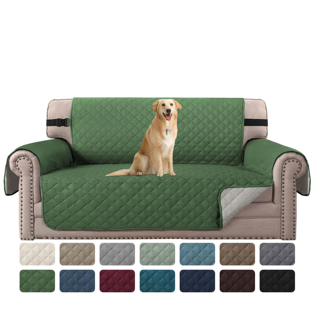 H.VERSAILTEX Reversible Couch Cover for 3 Cushion Cover Pet Friendly Sofa Cover for Dog Washable Furniture Protector Water Resistant Slipcover with Non Slip Elastic Strap(Sofa, Ivory/Beige)