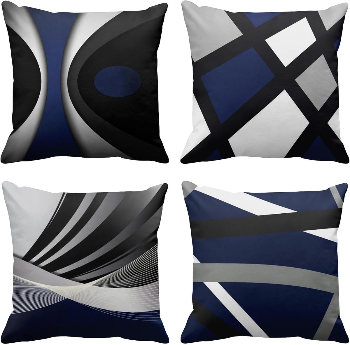 Emvency Throw Pillow Covers Set of 4, 18 x 18 Inch, Bold Stripes