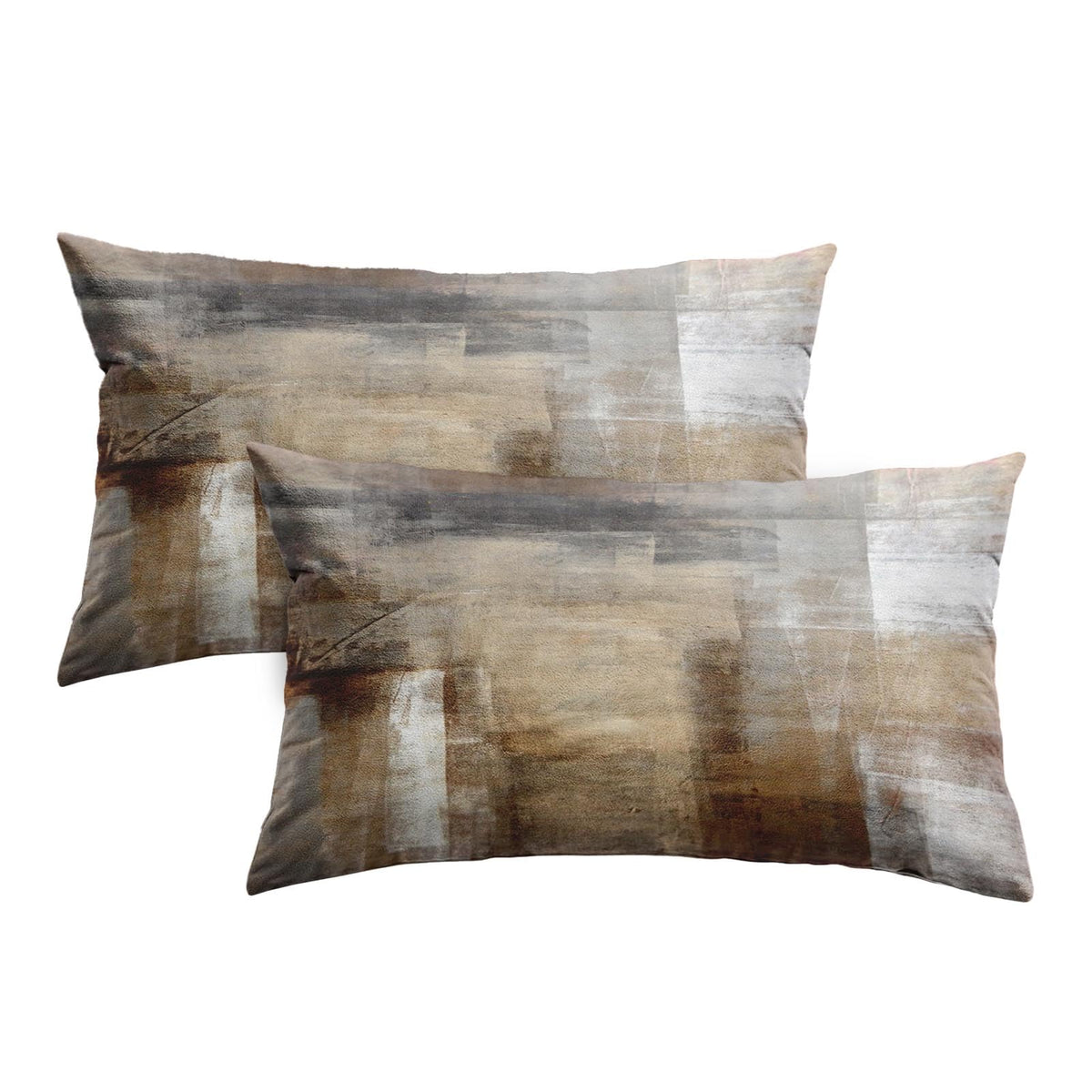 Britimes Throw Pillow Covers Set of 2, 18 x 18 Inch, Grey Brown Beige