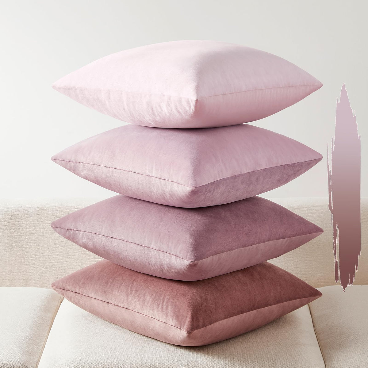 Softalker Velvet Throw Pillow Covers 18x18 Set of 4, Brown Gradient