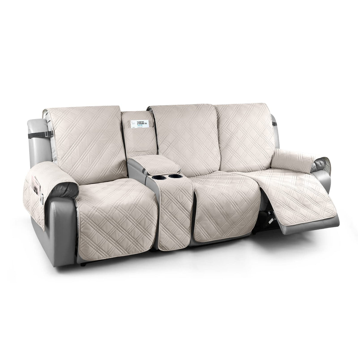 TAOCOCO Loveseat Recliner Cover with Center Console, 100% Waterproof Pet Cover for Dual Recliner with Straps Design, Split Reclining Loveseat Covers Furniture Pet&Kids Protector (2 Seater, Chocolate)