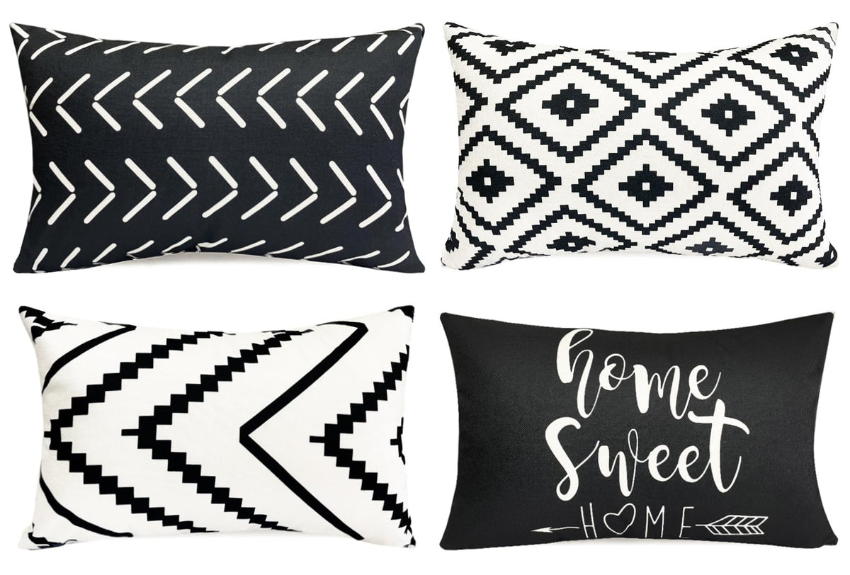 Decorative Boho Farmhouse Throw Pillow Covers 18x18 inch Set of 4