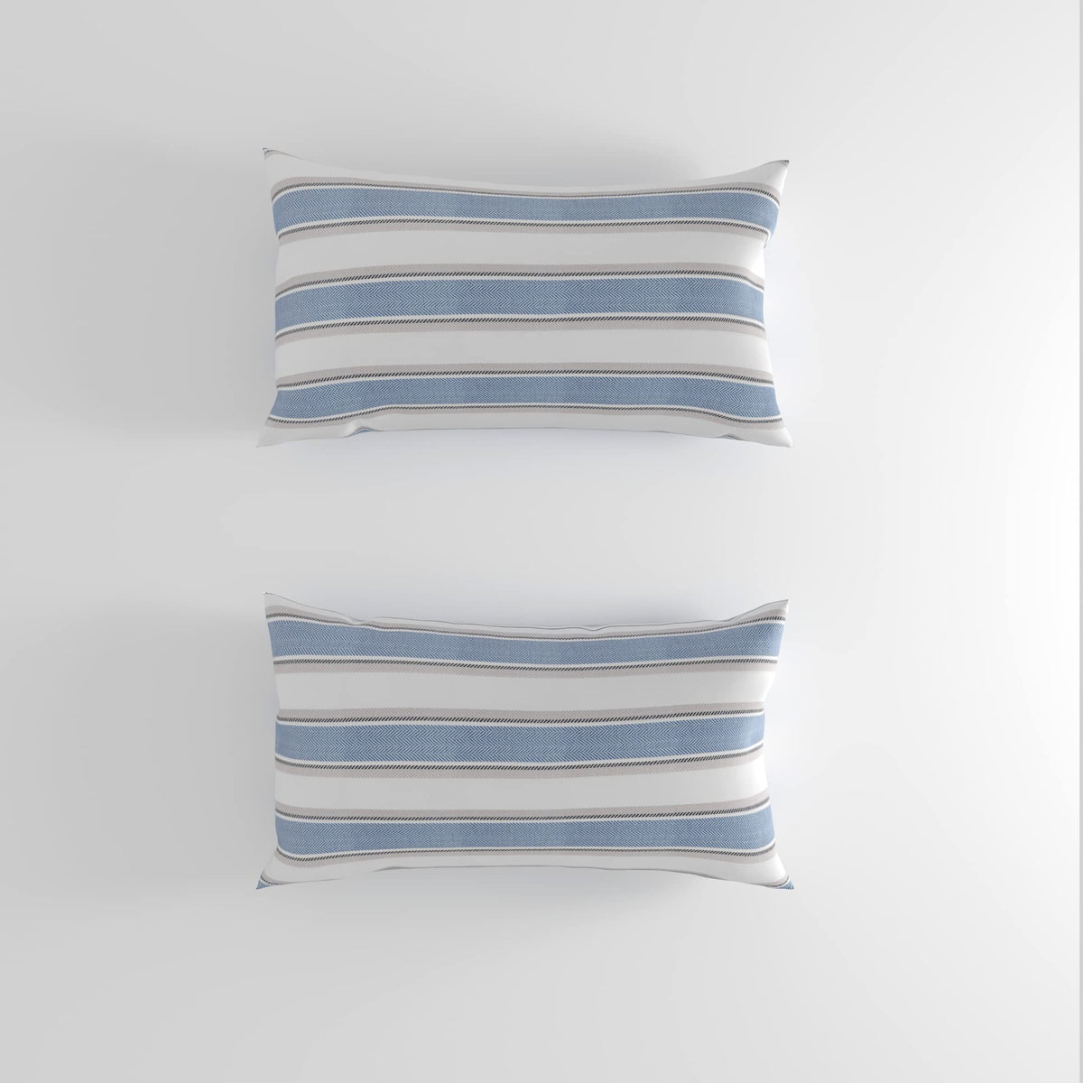 2 Pieces Decorative Classic Retro Stripe Throw Pillow Cover Soft Faux Linen Modern Farmhouse Lumbar Cushion Case for Sofa Bedroom Car 12 x 20 Inch Grey Blue Mixed