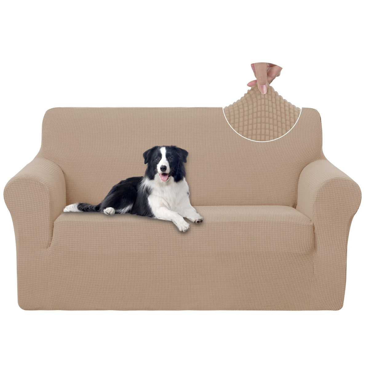U-NICE HOME Stretch Couch Cover Slipcover for 3 Cushion Sofa, Chocolate