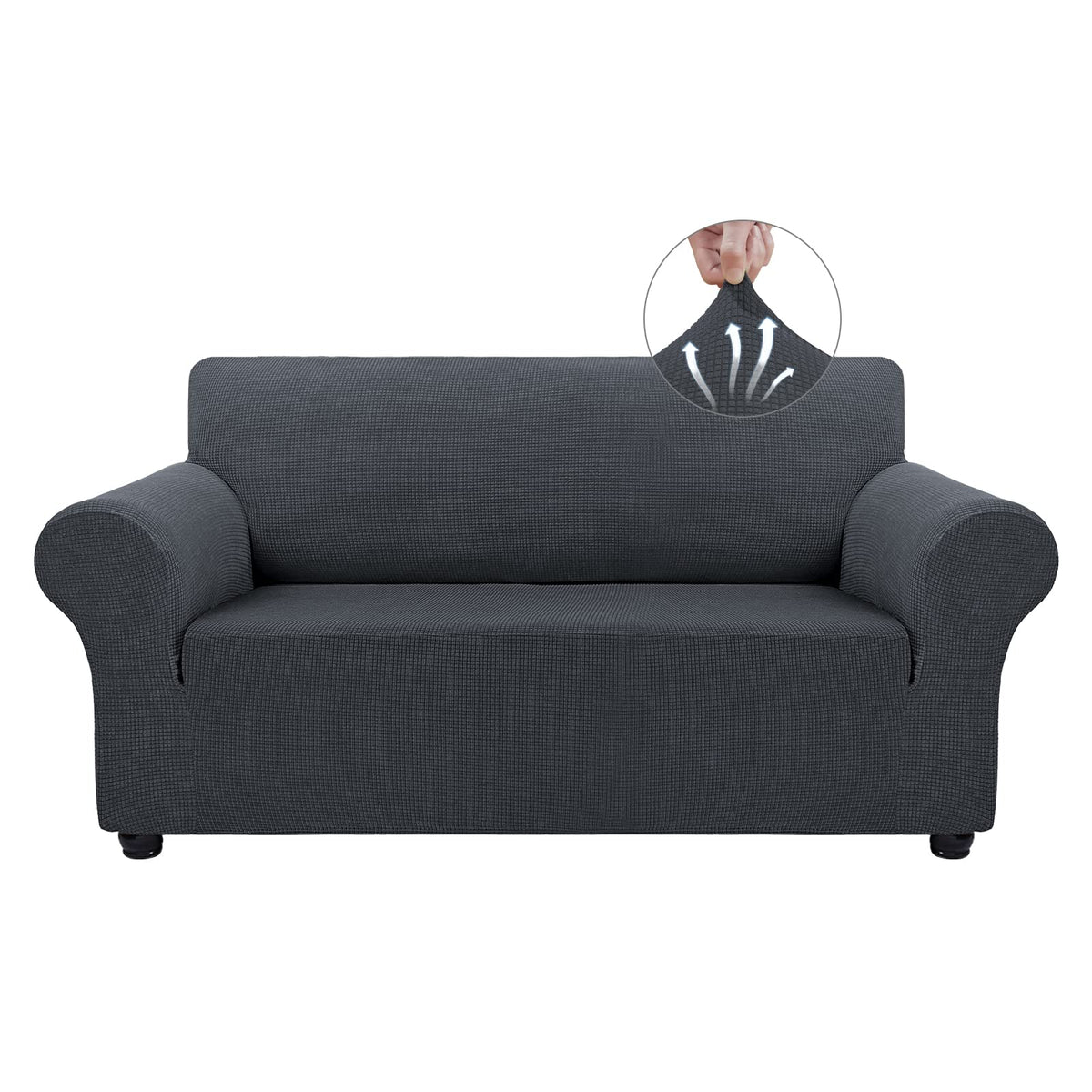 Asnomy Stretch Couch Covers for Sofa Washable, 3 Cushion Couch,Black