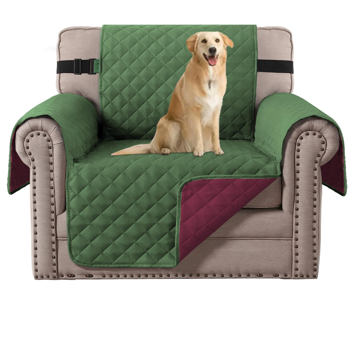 H.VERSAILTEX Reversible Couch Cover for 3 Cushion Cover Pet Friendly Sofa Cover for Dog Washable Furniture Protector Water Resistant Slipcover with Non Slip Elastic Strap(Sofa, Ivory/Beige)