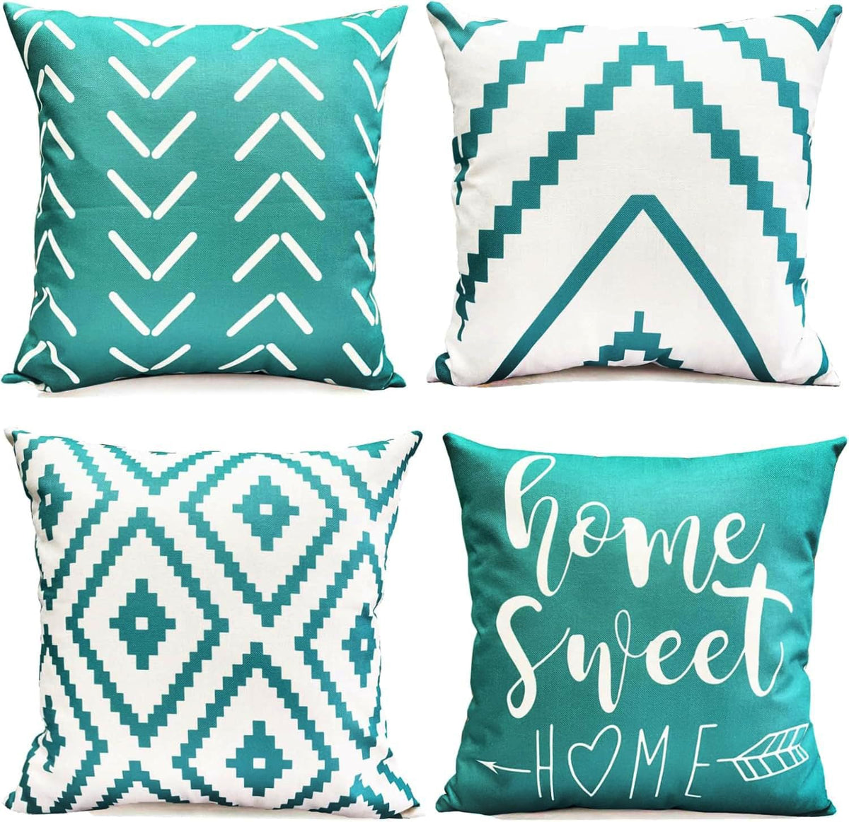 Decorative Boho Farmhouse Throw Pillow Covers 18x18 inch Set of 4