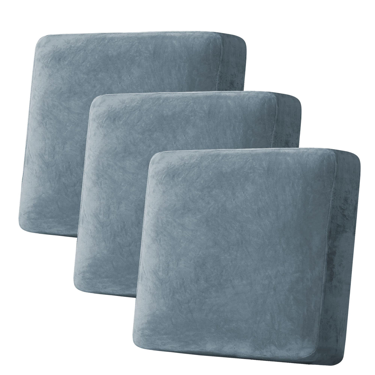 H.VERSAILTEX Velvet Stretch Couch Cushion Cover Plush Cushion Slipcover for Chair Loveseat Sofa Cushion Furniture Protector Seat Cushion Sofa Cover (3 Piece Sofa Cushion Covers, Ivory)