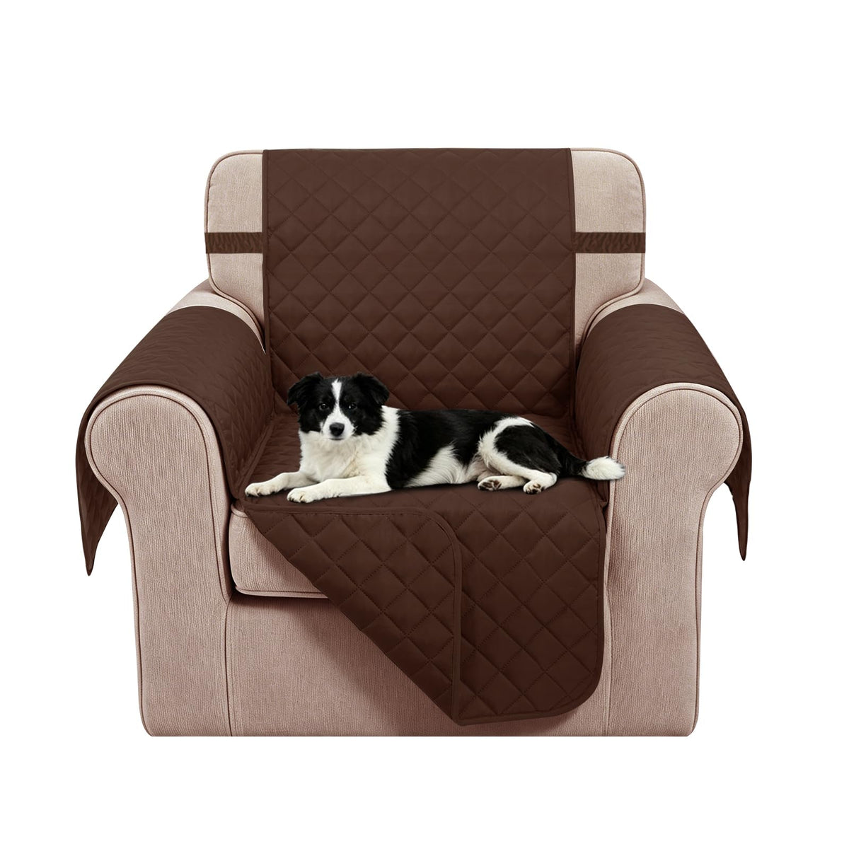Reversible Sofa Cover for 3 Cushion, Chocolate/Beige