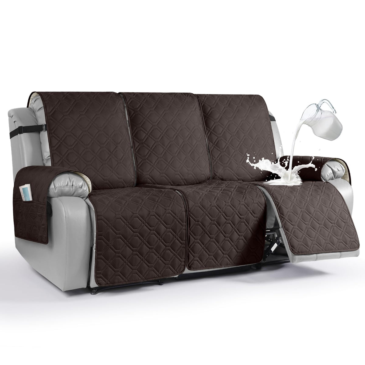 VANSOFY Waterproof Recliner Couch Covers Washable, Dark Gray,3 Seater