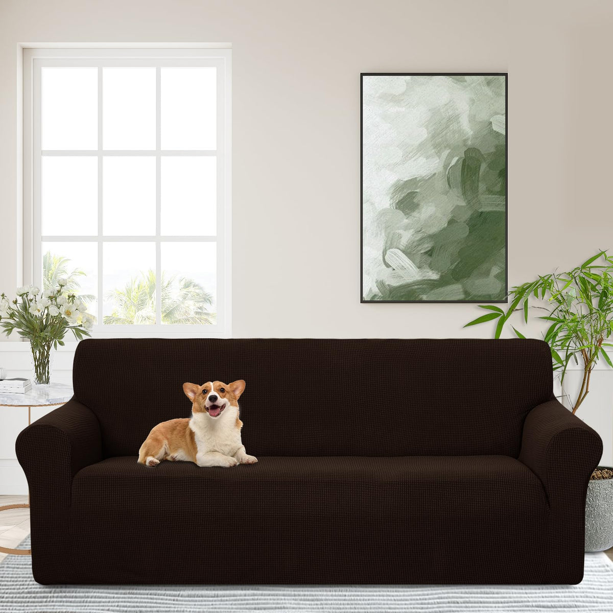 Stretch Couch Covers for Sofa Washable, Large, Chocolate