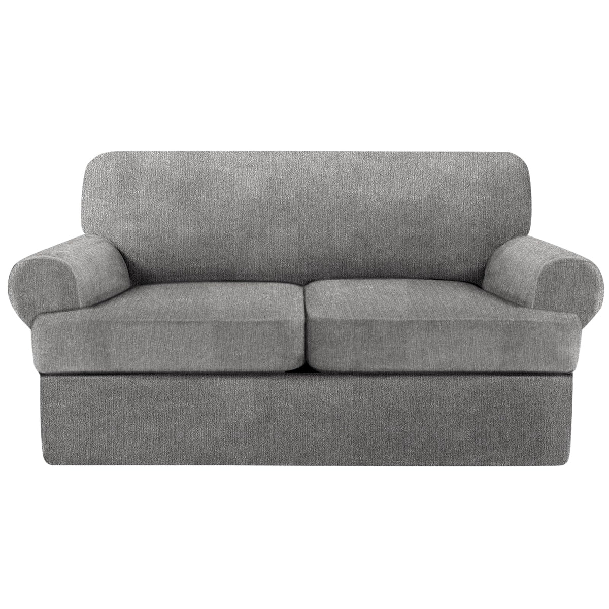 4 Piece T Cushion Sofa Slipcovers Stretch Couch Cover Furniture Covers with 3 Individual T Cushion Covers, Machine Washable for Living Room (Green, 3 Cushions)
