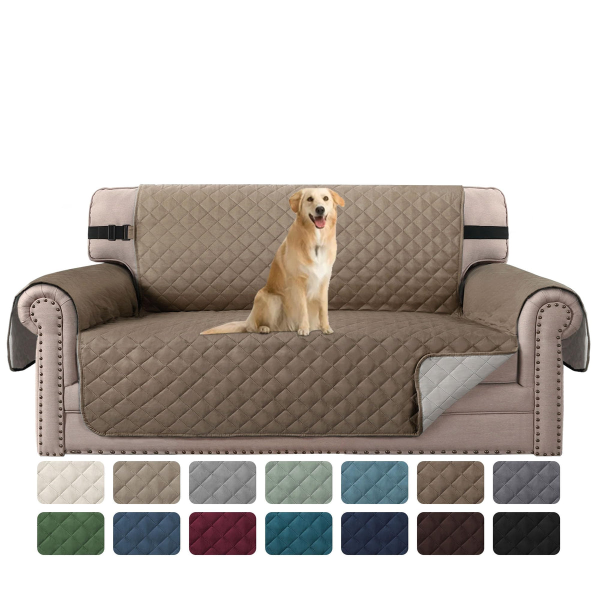 H.VERSAILTEX Reversible Couch Cover for 3 Cushion Cover Pet Friendly Sofa Cover for Dog Washable Furniture Protector Water Resistant Slipcover with Non Slip Elastic Strap(Sofa, Ivory/Beige)