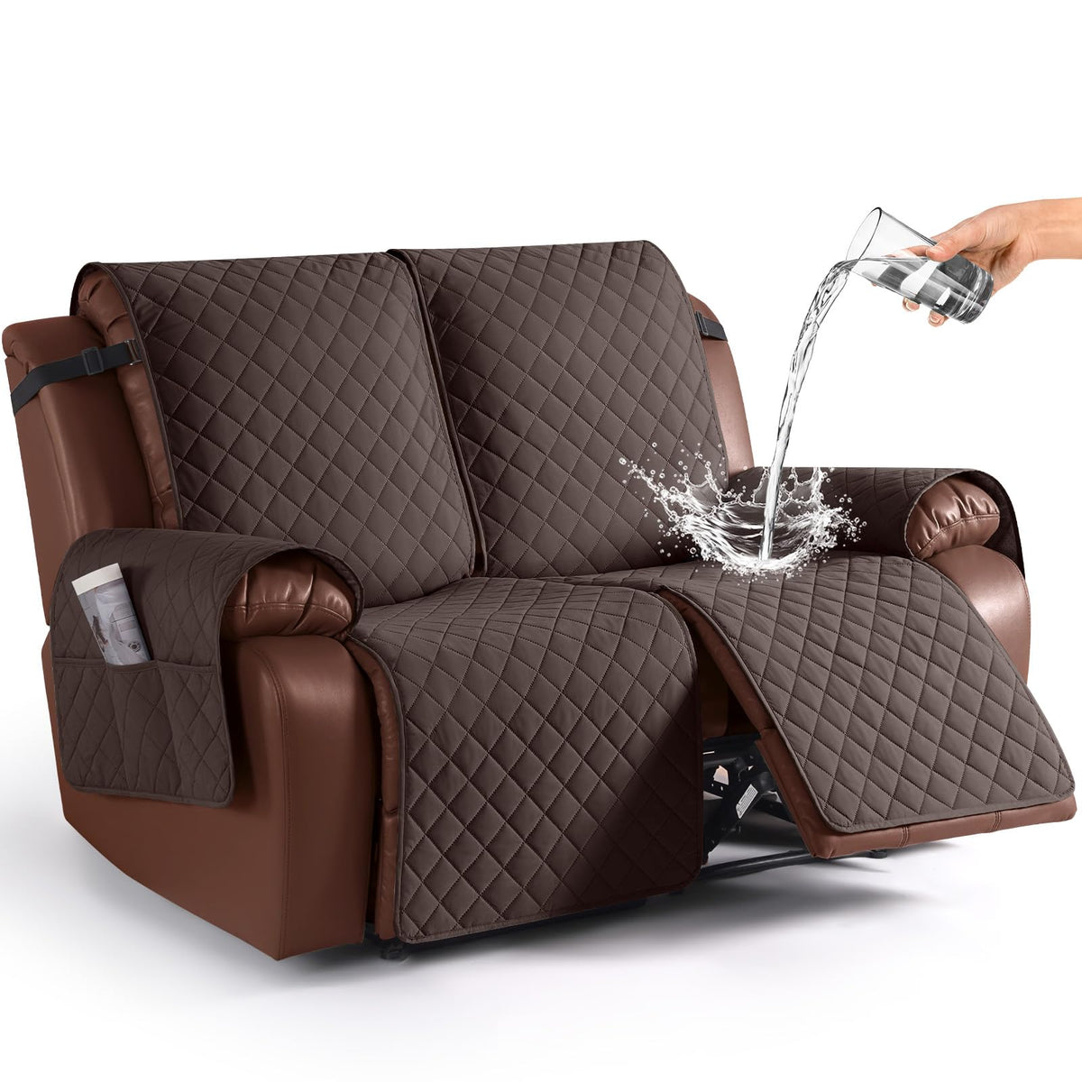 KinCam Waterproof Recliner Sofa Covers Washable, 3 Seater, Chocolate