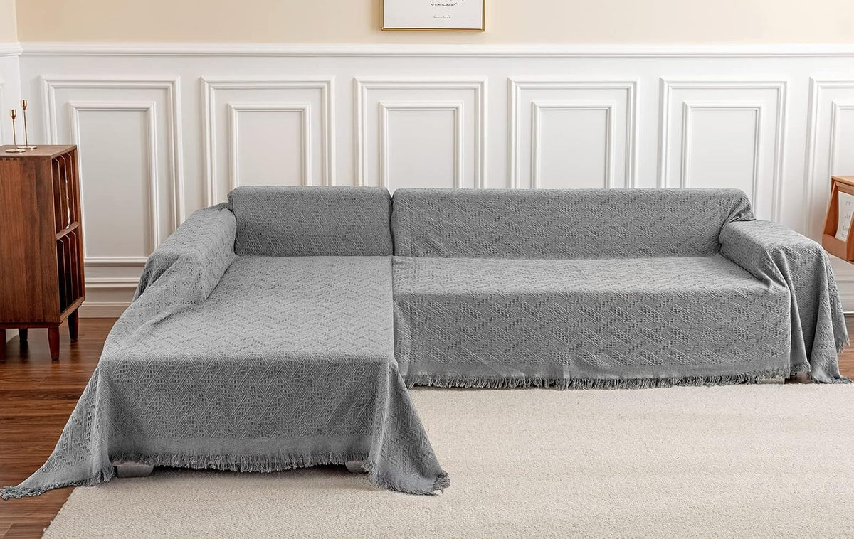 Deep Dream Sectional Couch Covers, 2 Pieces Sectional Sofa Cover, L Shaped Couch Covers, Couch Cover for Sectional Sofa (X-Large, 63" x 110" + 71" x 118, Dark Grey)