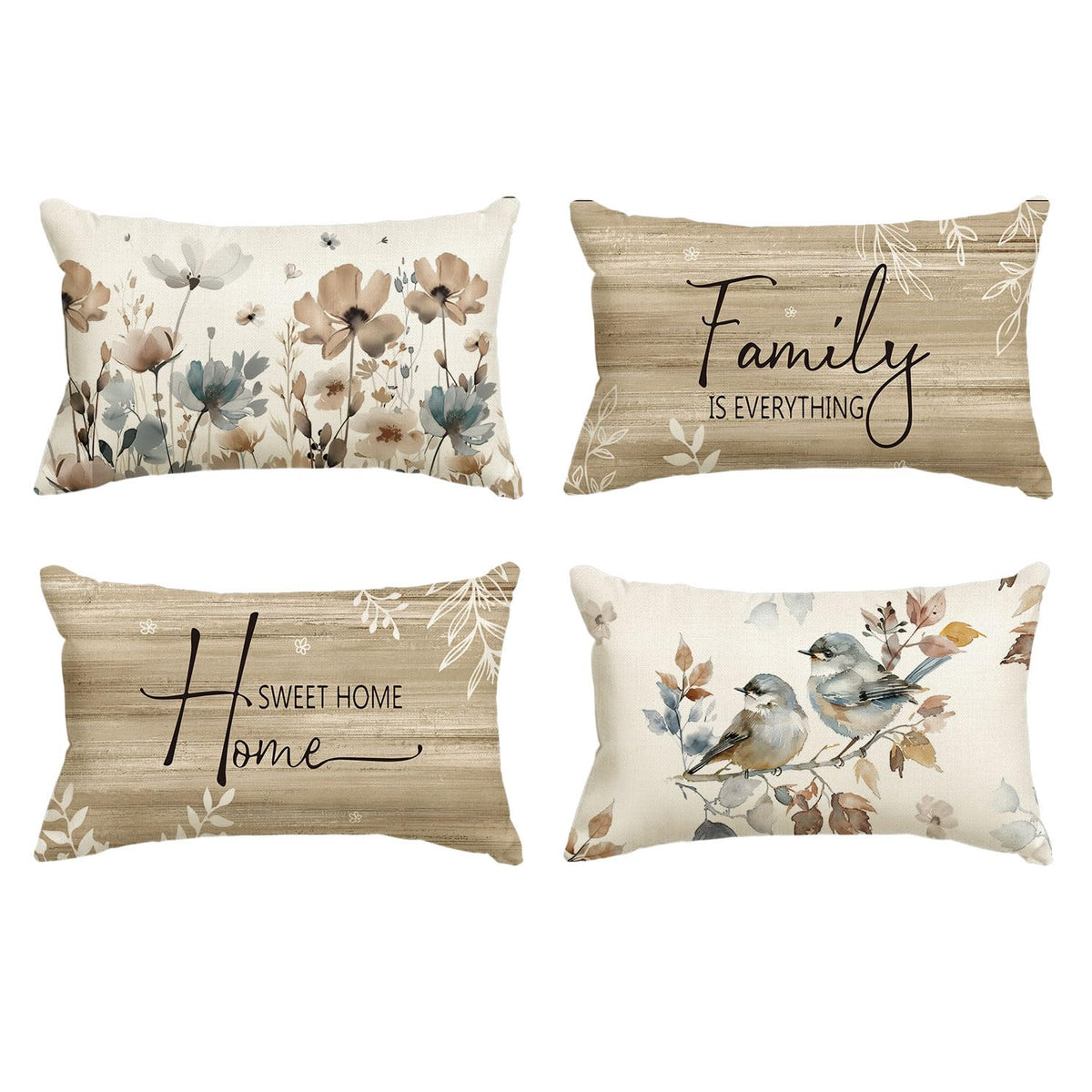 AVOIN colorlife Chinoiserie Poppy Flowers 18x18 Inch Pillow Covers Set of 4
