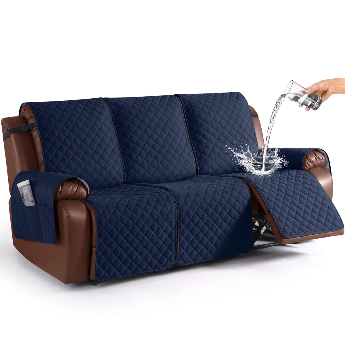 KinCam Waterproof Recliner Sofa Covers Washable, 3 Seater, Chocolate