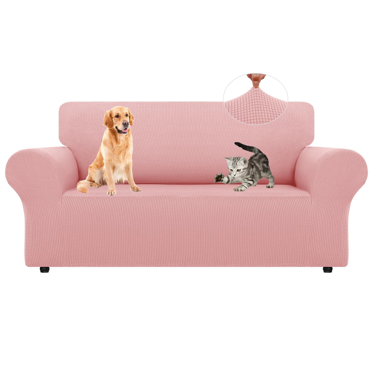 LURKA Stretch Couch Cover for Sofa, 1 Piece 3 Cushion Slipcover, Black