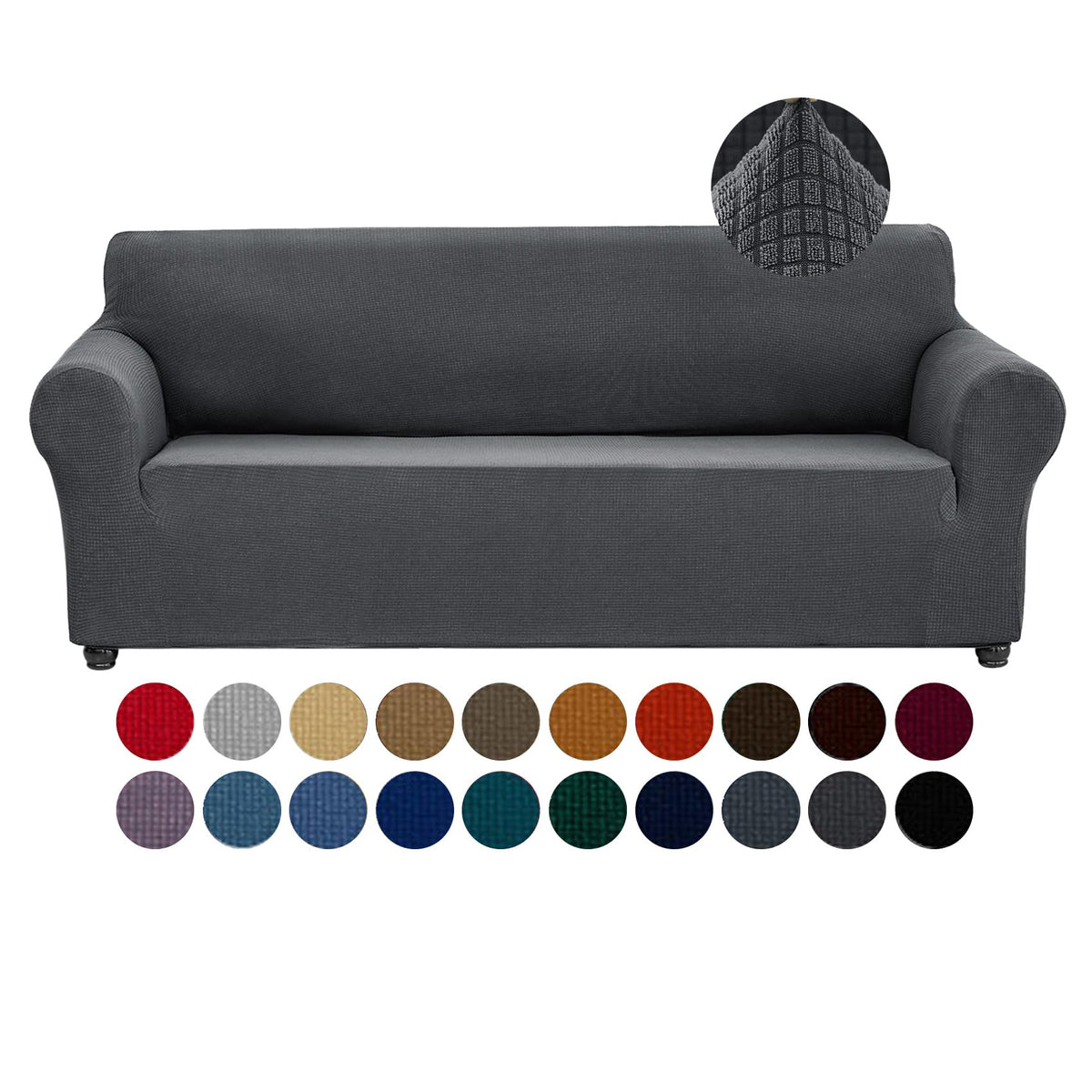 Joccun Stretch Couch Cover Slipcovers, 1-Piece Sofa Covers for 3 Cushion Couch Spandex Jacquard Washable Furniture Protector Cover for Living Room,Kids,Pets(Sofa,Black)