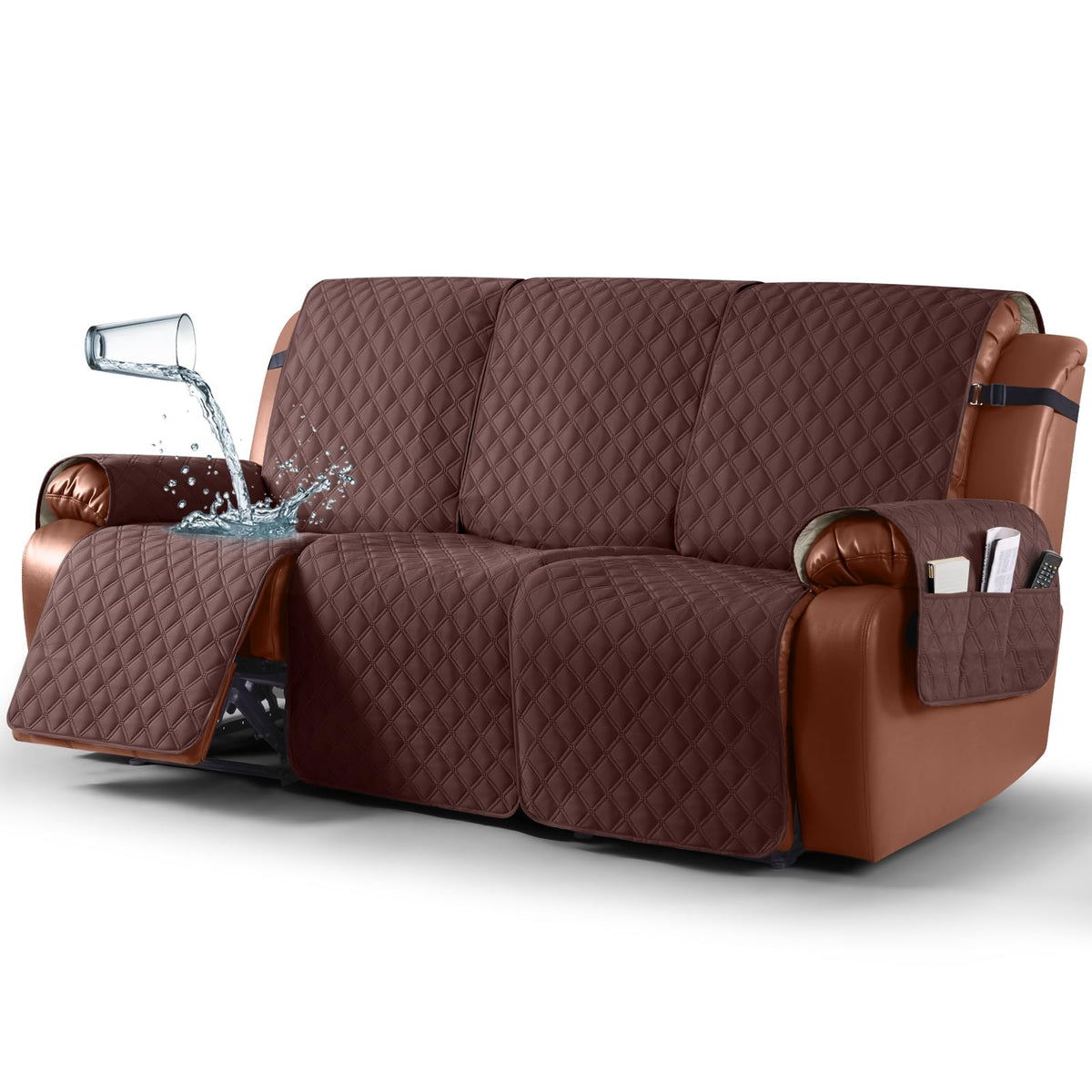 Ruaozz Waterproof Recliner Couch Covers, Non-Slip Sofa SlipCover, 3 Seater