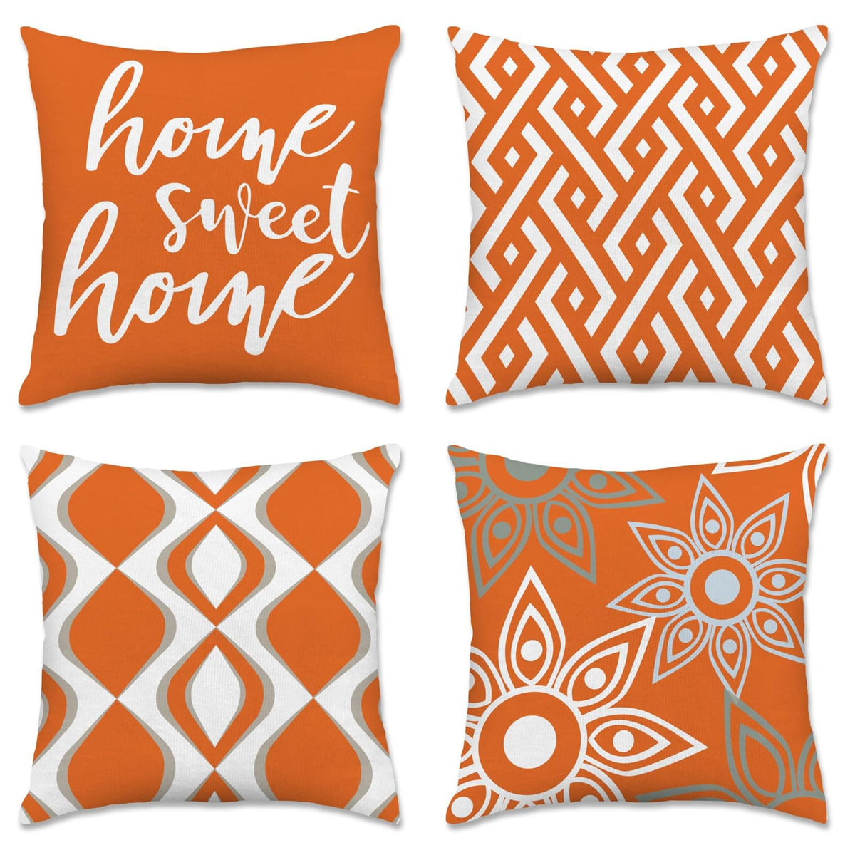 Hexagram Throw Pillow Covers 18x18, Gray Outdoor Pillow Covers Set of 4