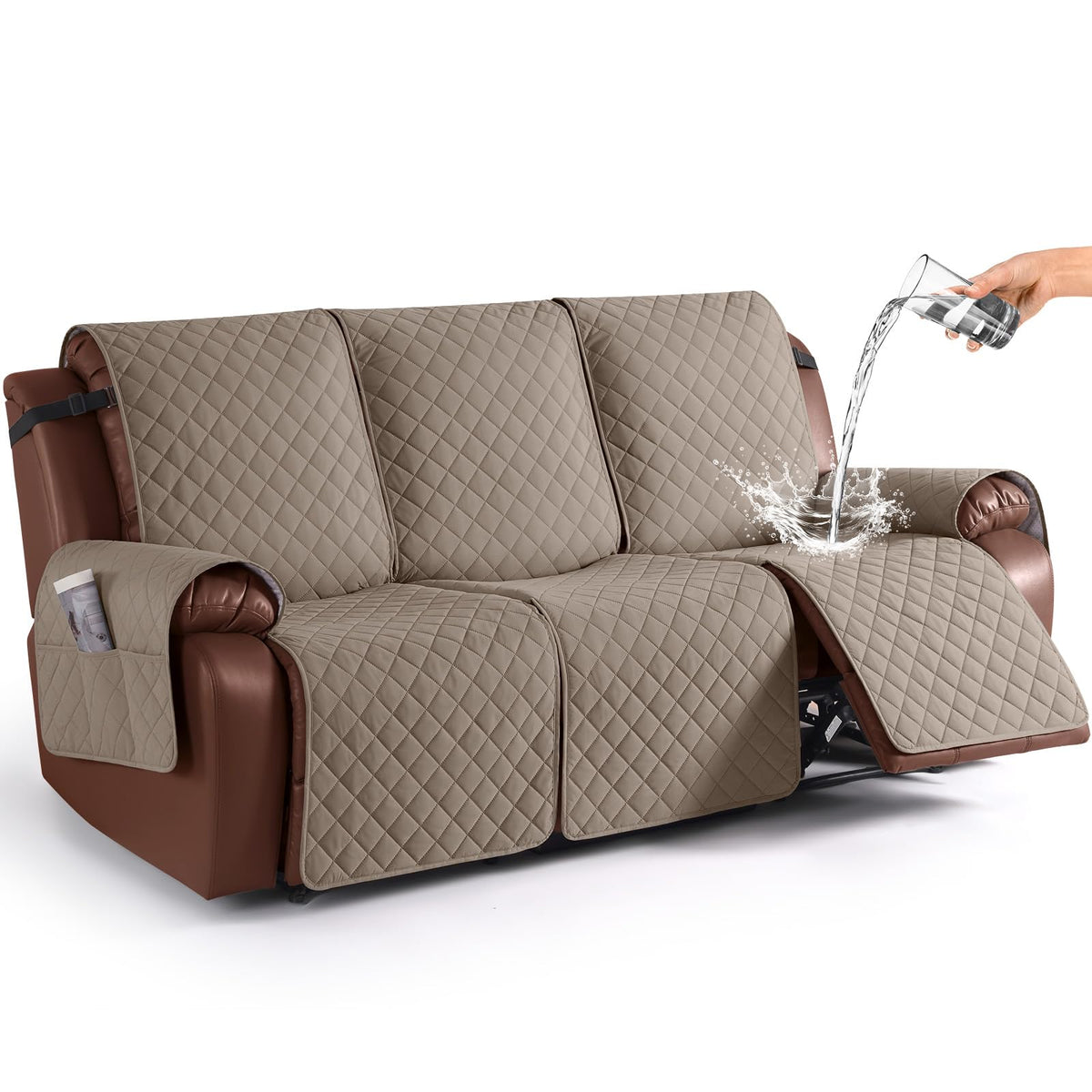 KinCam Waterproof Recliner Sofa Covers Washable, 3 Seater, Chocolate