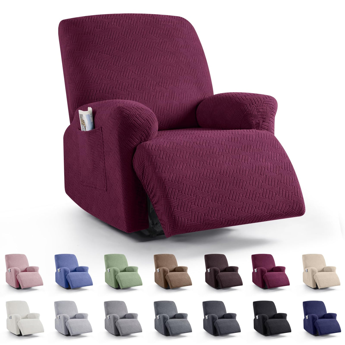 KinCam Recliner Sofa Covers, Stretch Reclining Cover, Dark Gray