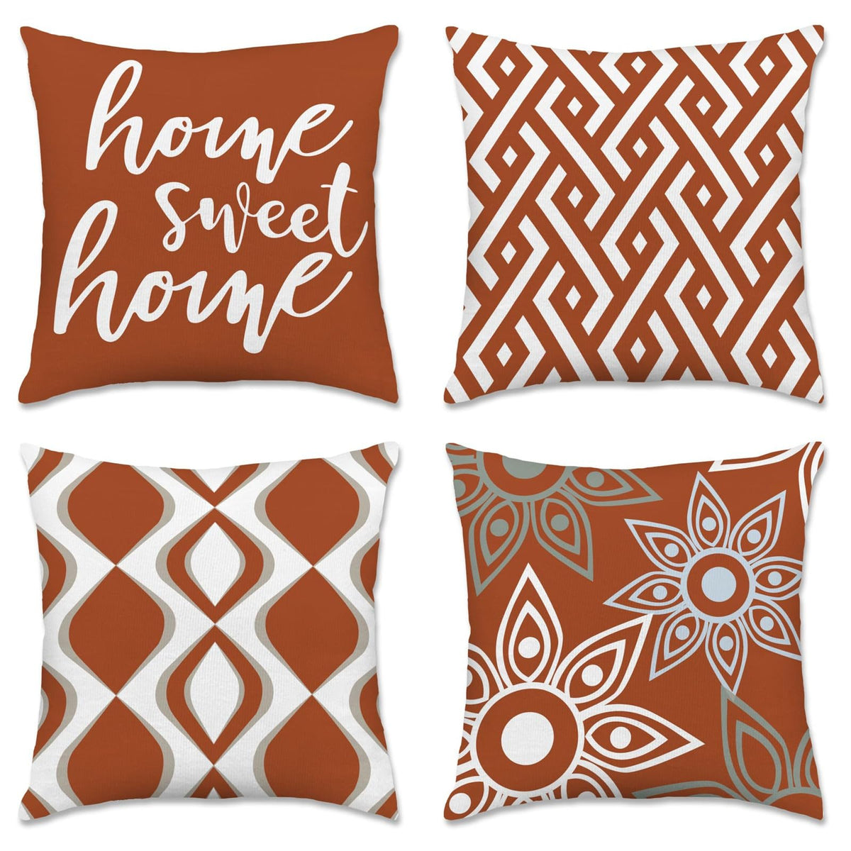 Hexagram Throw Pillow Covers 18x18, Gray Outdoor Pillow Covers Set of 4