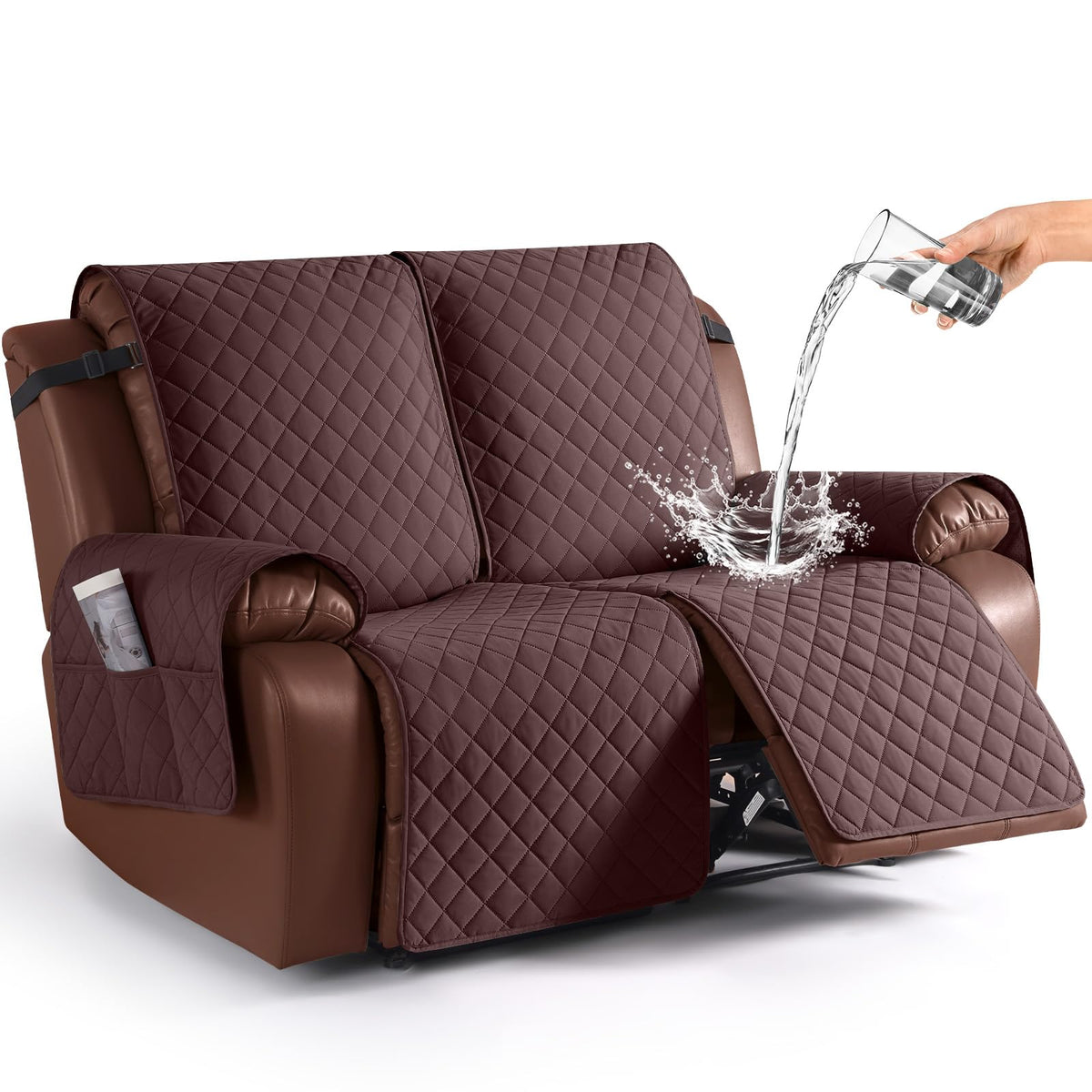 KinCam Waterproof Recliner Sofa Covers Washable, 3 Seater, Chocolate