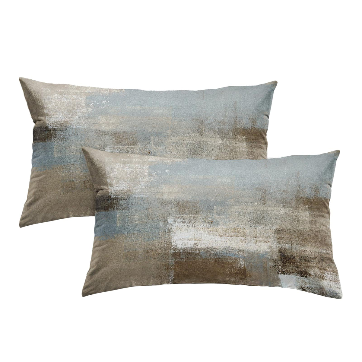 Britimes Throw Pillow Covers Set of 2, 18 x 18 Inch, Grey Brown Beige