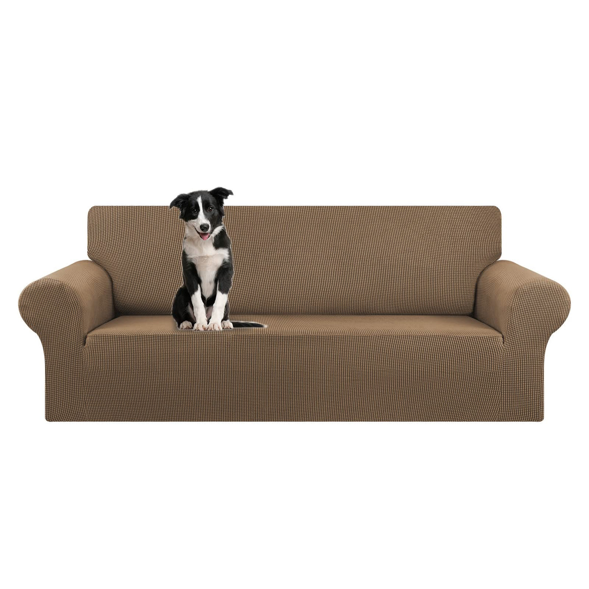 KEKUOU Stretch Couch Covers for Sofa, 3 Cushion Couch Slipcover,Black