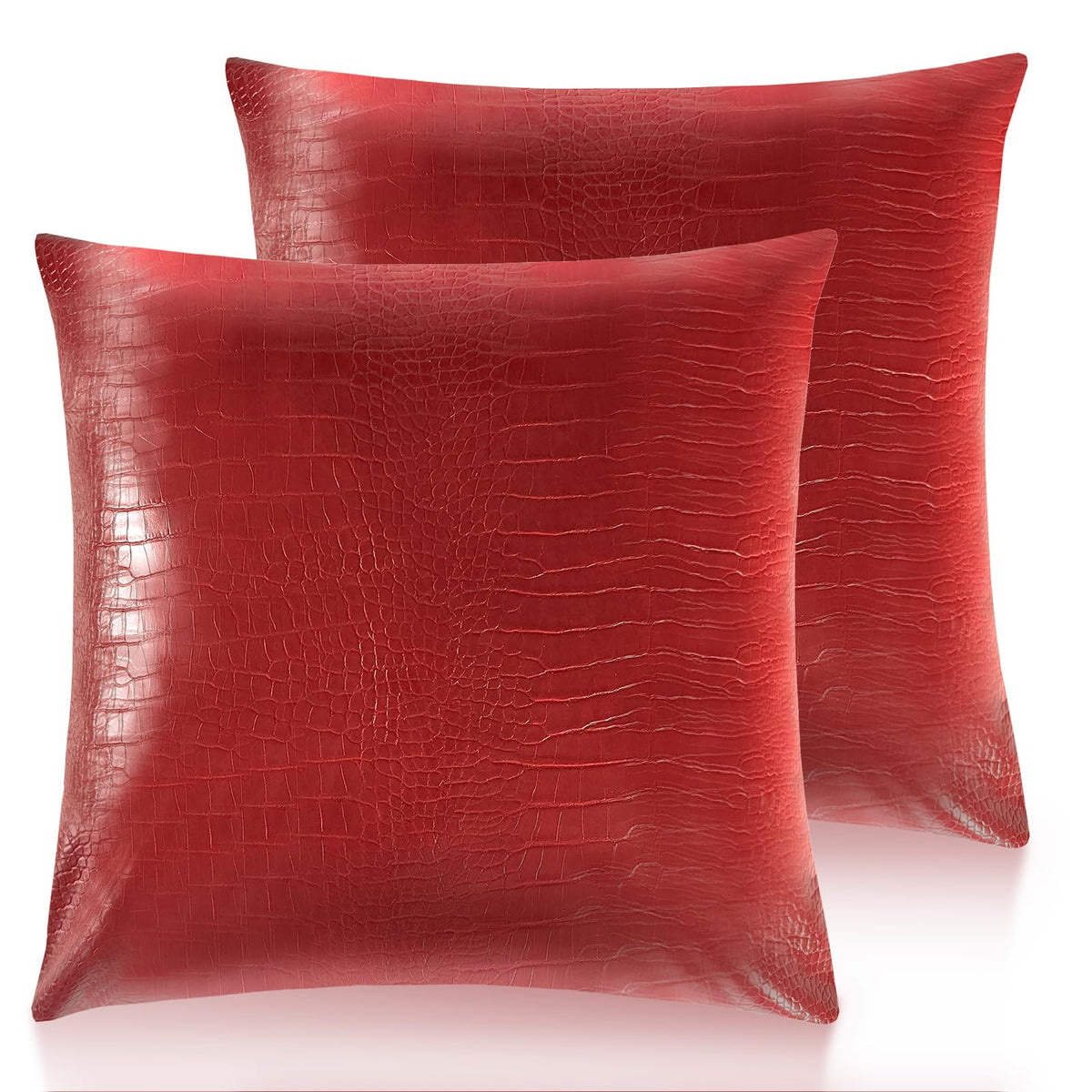 Faux Leather Throw Pillow Cover 18X18 Inch Set of 2 Brown Outdoor Modern Farmhouse Solid Decorative Pillow Covers for Room Couch Living Bedroom Bed Sofa