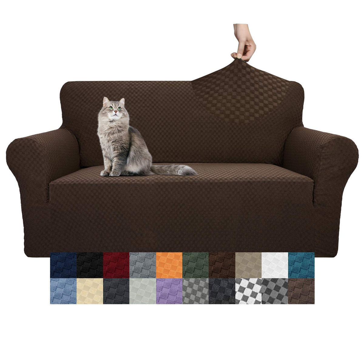 YEMYHOM Couch Cover Latest Jacquard Design High Stretch Sofa Covers for 3 Cushion Couch, Pet Dog Cat Proof Slipcover Non Slip Magic Elastic Furniture Protector (Sofa, Light Gray)