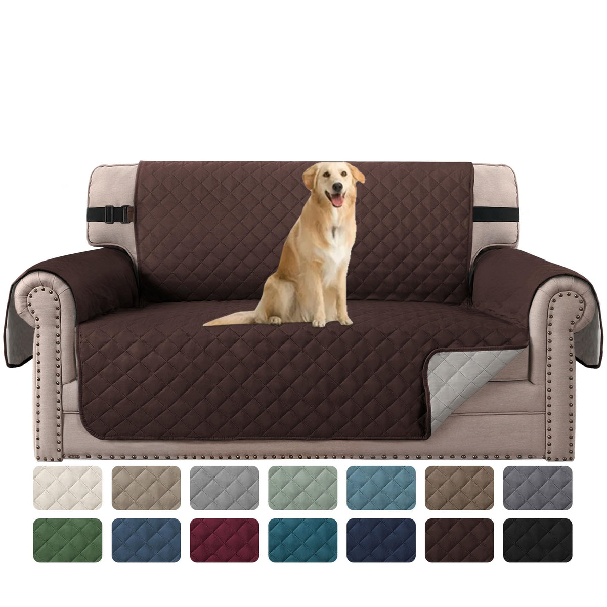 H.VERSAILTEX Reversible Couch Cover for 3 Cushion Cover Pet Friendly Sofa Cover for Dog Washable Furniture Protector Water Resistant Slipcover with Non Slip Elastic Strap(Sofa, Ivory/Beige)