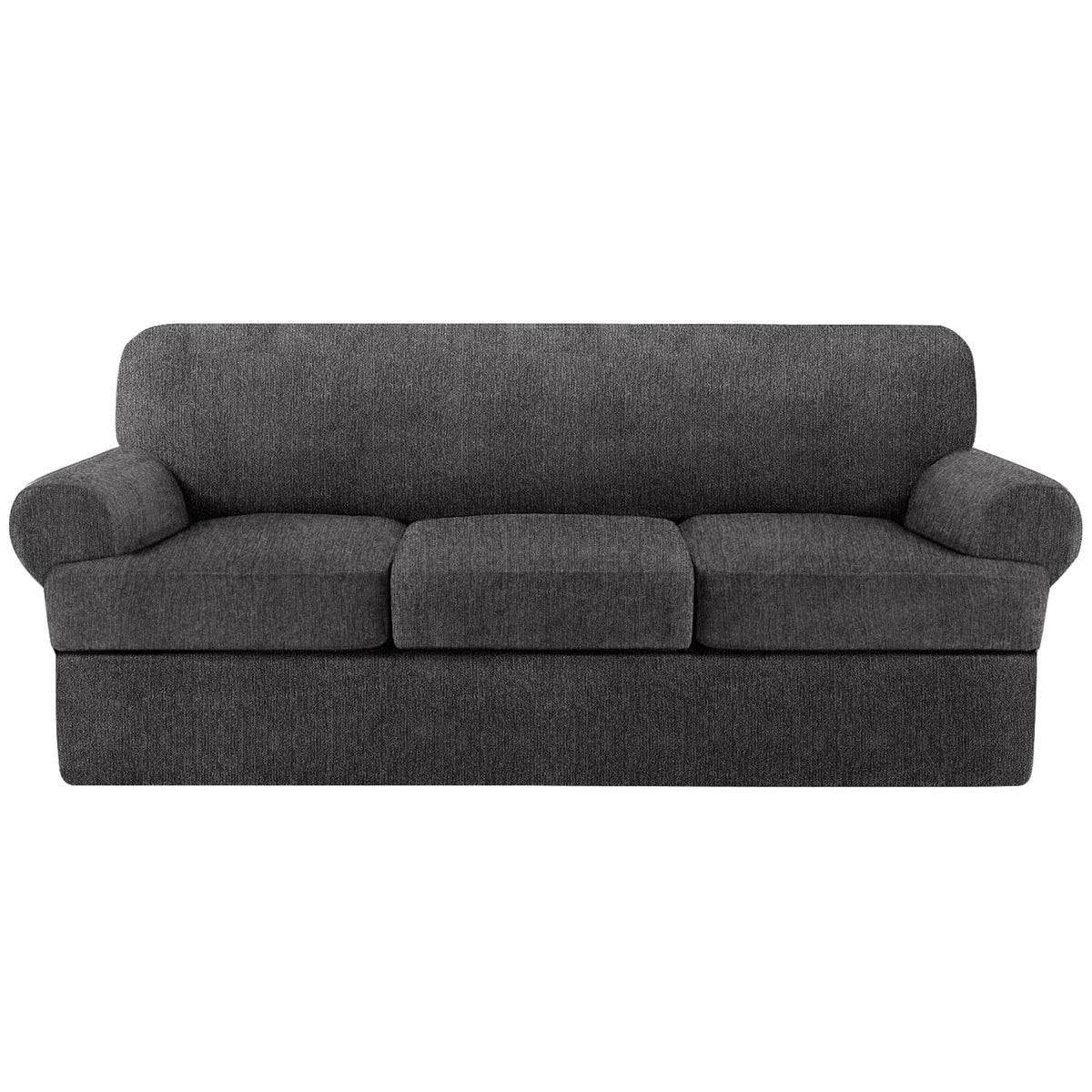 4 Piece T Cushion Sofa Slipcovers Stretch Couch Cover Furniture Covers with 3 Individual T Cushion Covers, Machine Washable for Living Room (Green, 3 Cushions)