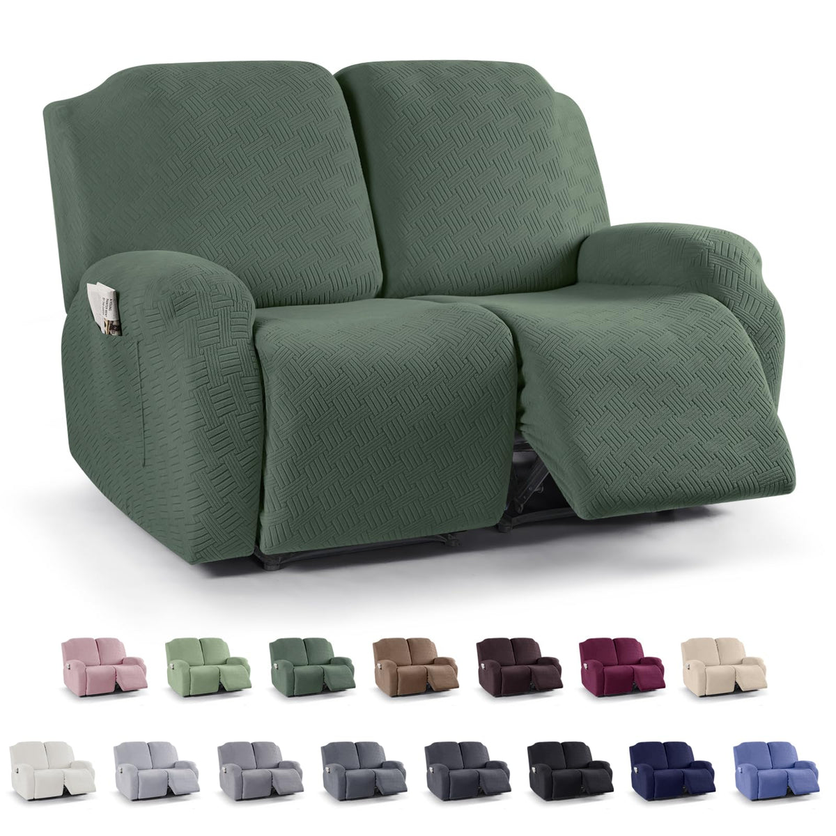 KinCam Recliner Sofa Covers, Stretch Reclining Cover, Dark Gray